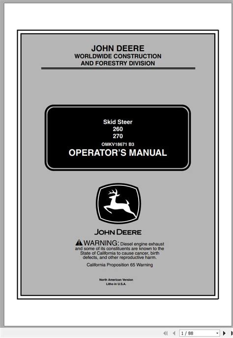 john deere skid steer 260 troubleshooting|john deere 260 manual.